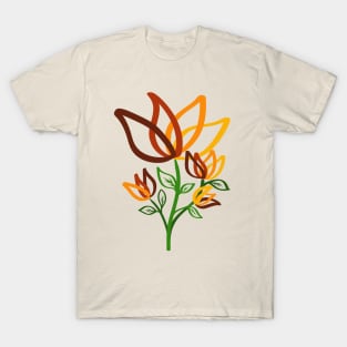 Colorful Line Art Flower T-Shirt